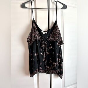 Black flower tank top